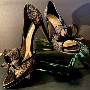 Valentino Black Lace Couture Bow d’Orsay Pump